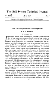 Error Detecting and Correcting Codes - Hamming, 1950