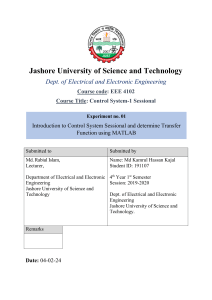 Control System Lab: Transfer Function with MATLAB