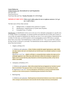 International Law Exam Review - Political Science 303