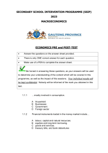 Macroeconomics Pre & Post Test - High School Economics