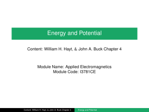 Energy and Potential in Electromagnetics