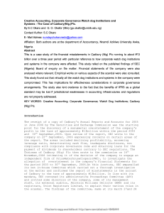 Cadbury Nigeria: Creative Accounting & Governance