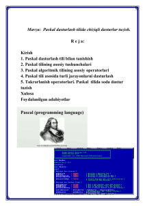 Paskal Dasturlash Dars Rejasi