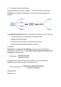 Production of Goods & Services: Business Studies Notes