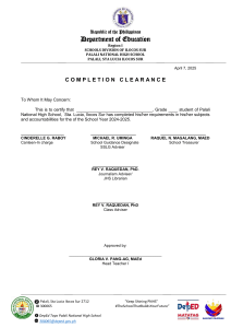 Completion Clearance - Palali National High School