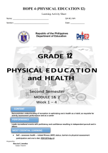 HOPE 4 Physical Education: Recreation & Health Activity Sheet