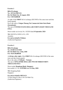 Bill of Exchange Examples