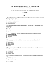 Semiconductor Physics Exam: Optical Processes & Solar Cells