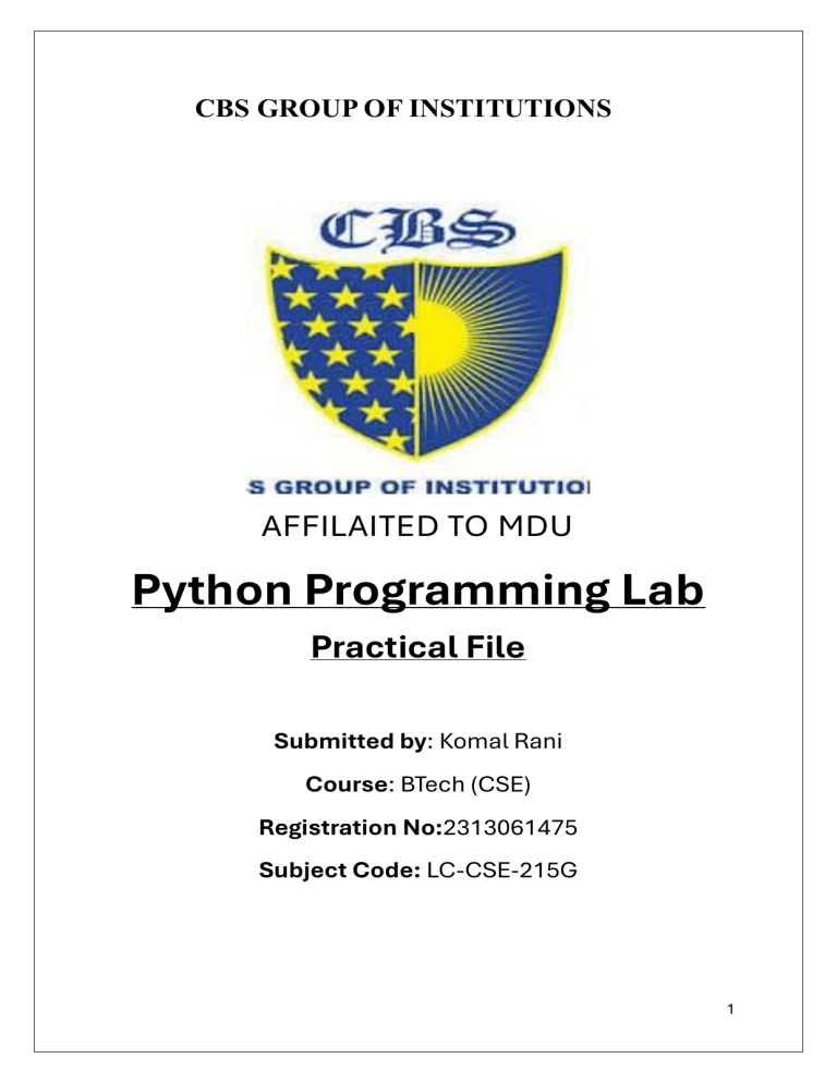 Python Programming Lab Practical File