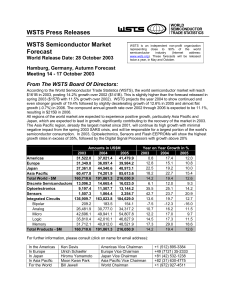 Semiconductor Market Forecast 2003-2006: WSTS Press Release