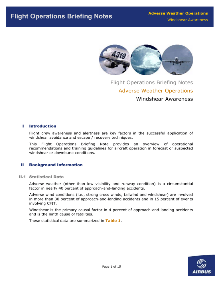 Aviation Windshear Awareness: Flight Operations Briefing Notes