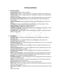 A2 Physics Definitions: Circular Motion, Gravitation & More