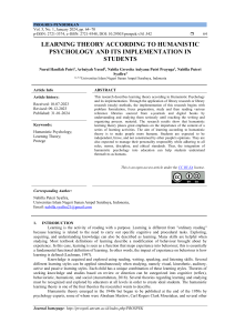 Humanistic Psychology Learning Theory & Implementation