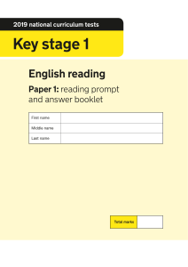Key Stage 1 English Reading Paper 1: Prompt & Answer Booklet