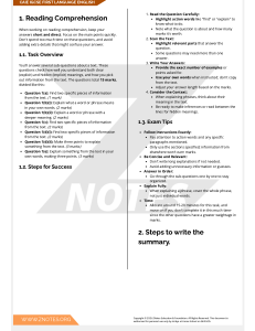 IGCSE English: Reading Comprehension & Summary Guide
