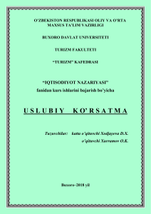 Iqtisodiyot Nazariyasi Kurs ishi Qo'llanmasi - Buxoro Universiteti