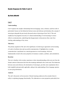 Semantics Reader Response: Units 9 & 10 Analysis