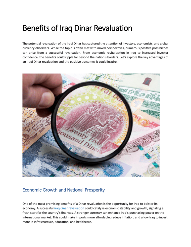 Iraq Dinar Revaluation Benefits & Economic Impact