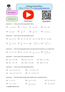 Solving Inequalities Worksheet | Corbettmaths