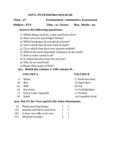 EVS Exam Paper: 4th & 5th Grade - Environmental Studies