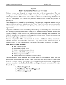 Database Systems: Intro to Data Management & DBMS