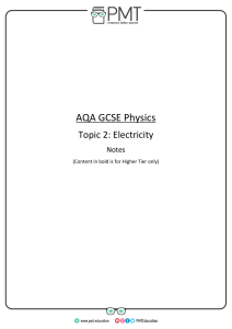 AQA GCSE Physics Topic 2: Electricity Notes | Study Guide