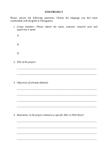FEM Project Form: Group Details, Objectives, Motivation