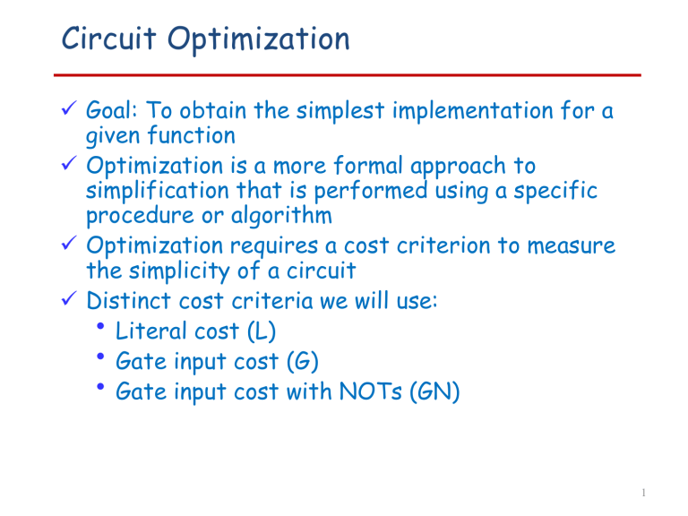 Circuit Optimization with Karnaugh Maps