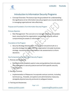 Information Security Program: Key Concepts & Components
