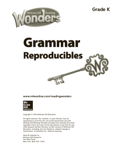 Kindergarten Grammar Worksheets - Reading Wonders