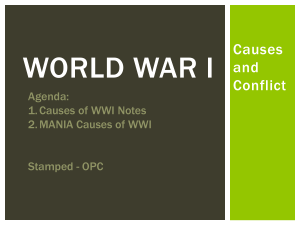 WWI Causes: MANIA - Militarism, Alliances, Imperialism, Nationalism