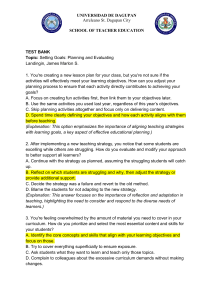 Test Bank: Setting Goals, Planning, and Evaluation