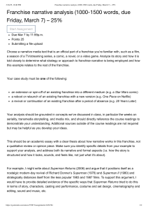 Franchise Narrative Analysis Assignment: Media Course