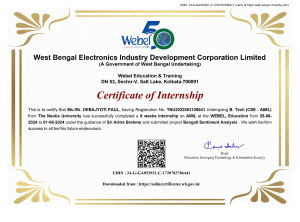 Internship Certificate - AIML, WEBEL Education