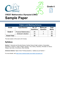 Grade 4 CREST Mathematics Olympiad Sample Paper
