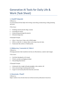Generative AI Tools: Task Sheet for Daily Life & Work