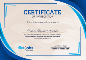 Data Science Certificate of Appreciation | Skill Jobs