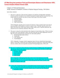 Fluid & Electrolytes Nursing Test Questions & Answers