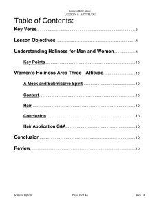 Holiness Bible Study: Lesson 6 - Attitude