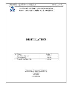 Distillation Experiment Report: Ethanol-Water Separation