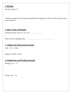Math Worksheet: Decimals, Factors, Multiples, Division
