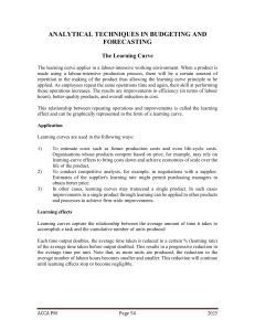 Budgeting & Forecasting Techniques: Learning Curve, Regression