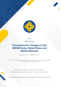 WESM Rules Change Procedures: Market Manual