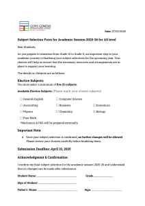 AS Level Subject Selection Form 2025-26