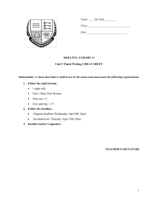 Skillful 4 Grade 11 Unit 5 Cheat Sheet: Timed Writing