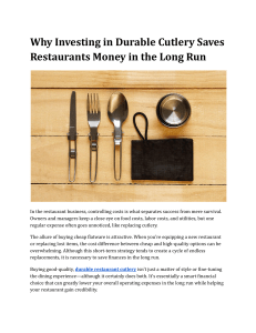 Durable Cutlery: Save Restaurant Money Long-Term