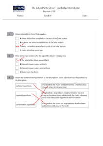 Physics Worksheet: Asteroids, Moon, Nebulae - Grade 8