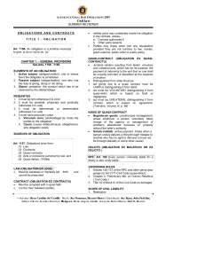Civil Law: Obligations & Contracts Summer Review