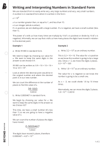 Standard Form: Writing and Interpreting Numbers Worksheet