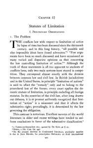 Statutes of Limitation: Conflict of Laws Analysis
